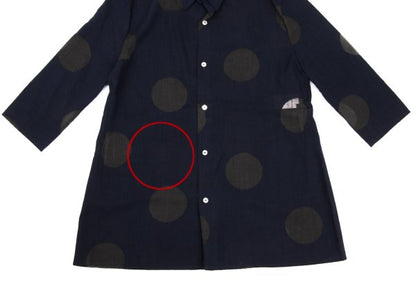 Y's Rayon Poly Dot Print 3/4 Sleeve Shirt Blue Size 4