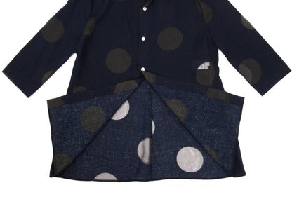 Y's Rayon Poly Dot Print 3/4 Sleeve Shirt Blue Size 4