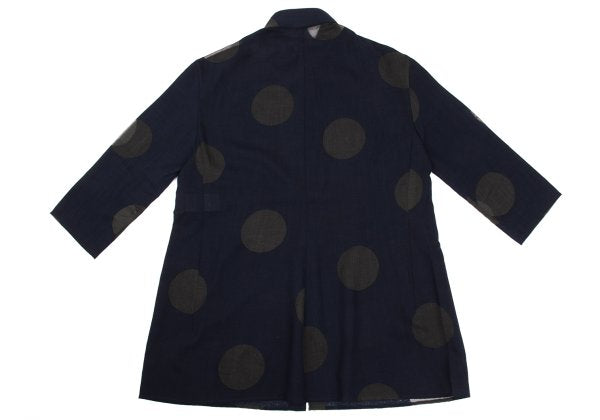 Y's Rayon Poly Dot Print 3/4 Sleeve Shirt Blue Size 4