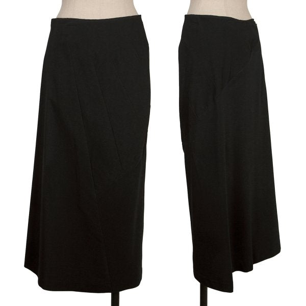 Y's Blended Wool Curved Dart Skirt Black Size 3