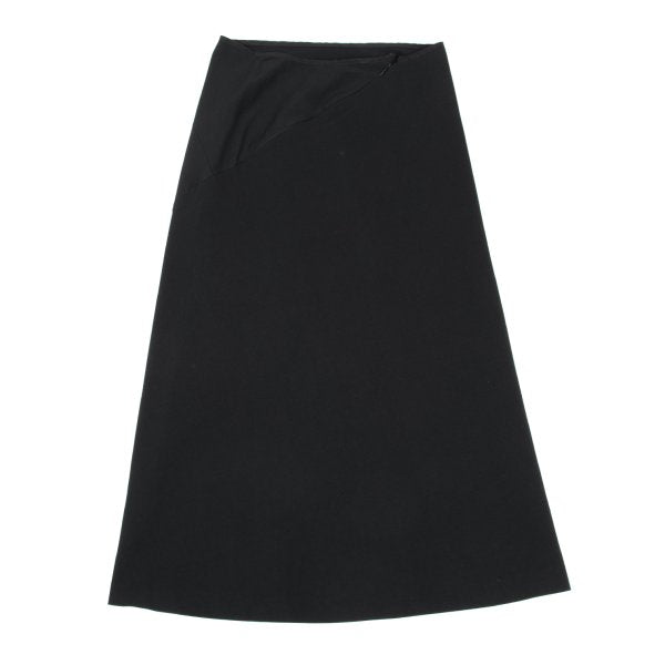 Y's Blended Wool Curved Dart Skirt Black Size 3