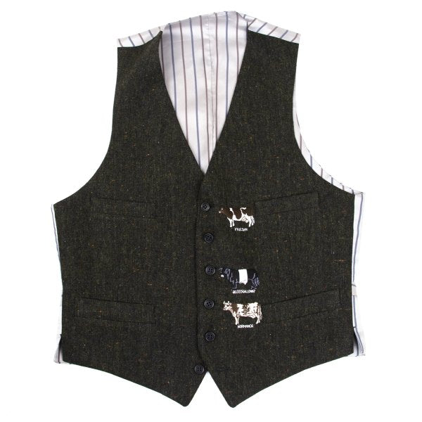 Paul Smith LONDON Cow Embroidered Nep Vest Khaki Size M