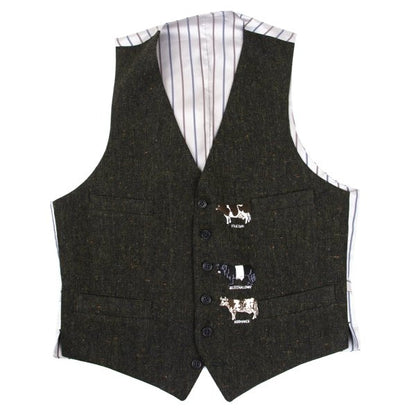 Paul Smith LONDON Cow Embroidered Nep Vest Khaki Size M