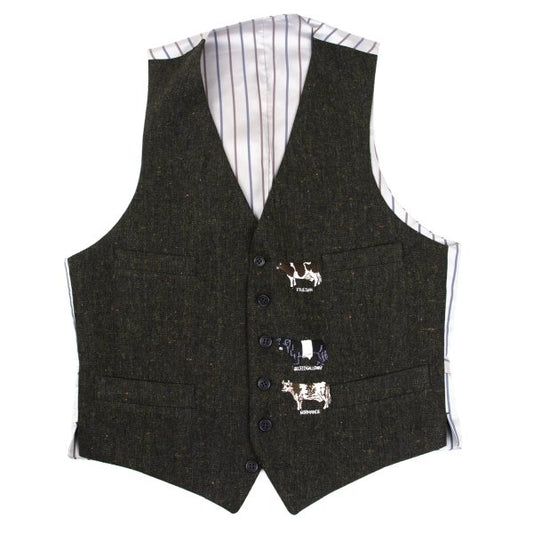 Paul Smith LONDON Cow Embroidered Nep Vest Khaki Size M