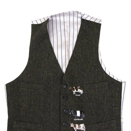 Paul Smith LONDON Cow Embroidered Nep Vest Khaki Size M