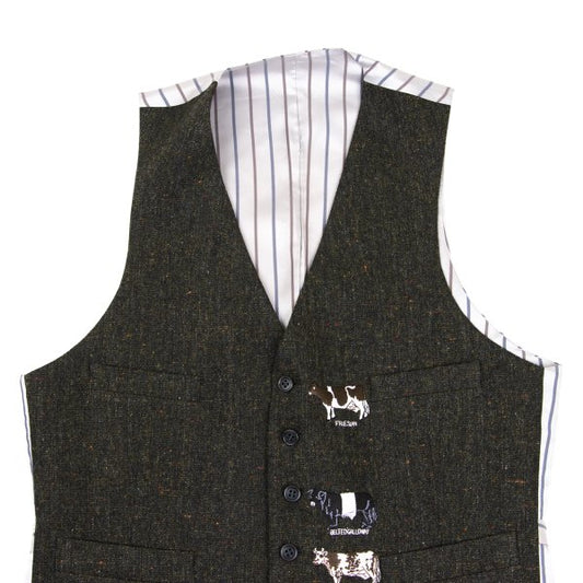 Paul Smith LONDON Cow Embroidered Nep Vest Khaki Size M