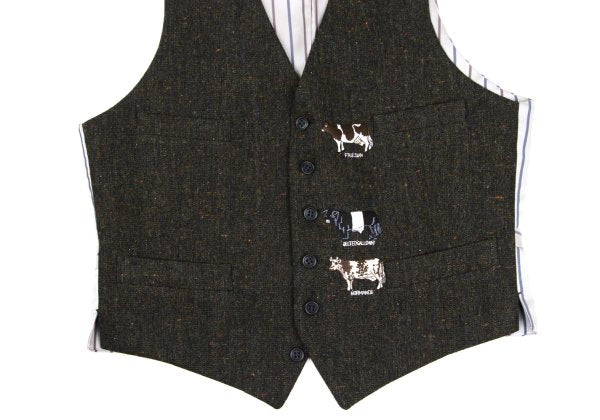 Paul Smith LONDON Cow Embroidered Nep Vest Khaki Size M