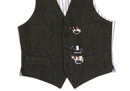 Paul Smith LONDON Cow Embroidered Nep Vest Khaki Size M
