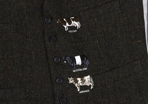 Paul Smith LONDON Cow Embroidered Nep Vest Khaki Size M