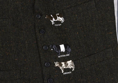 Paul Smith LONDON Cow Embroidered Nep Vest Khaki Size M