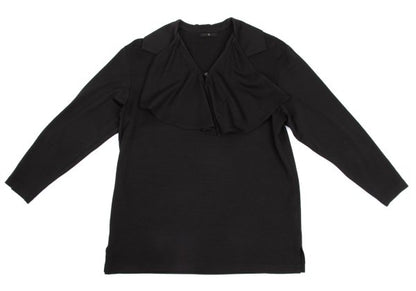 Y's Wool Drape Neck Skipper Short Sleeve Dark Brown Size M