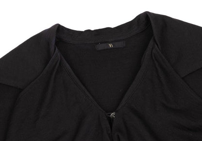 Y's Wool Drape Neck Skipper Short Sleeve Dark Brown Size M