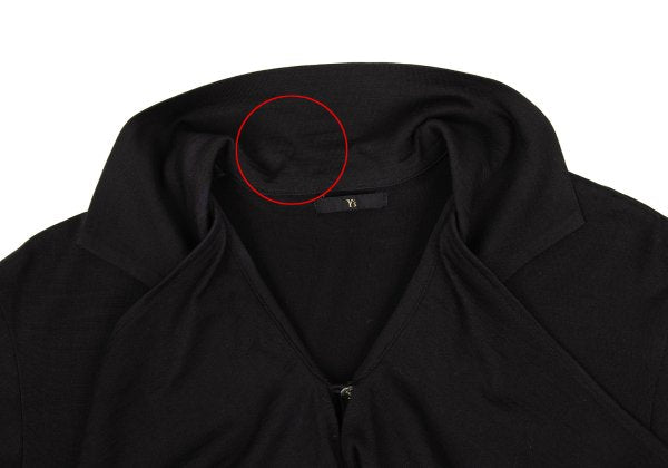 Y's Wool Drape Neck Skipper Short Sleeve Dark Brown Size M