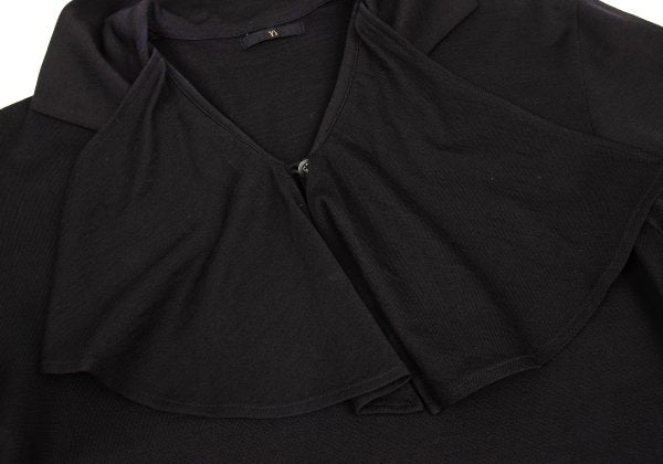 Y's Wool Drape Neck Skipper Short Sleeve Dark Brown Size M