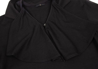 Y's Wool Drape Neck Skipper Short Sleeve Dark Brown Size M