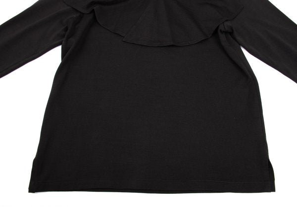 Y's Wool Drape Neck Skipper Short Sleeve Dark Brown Size M