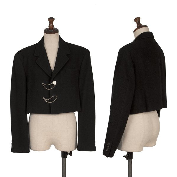 Y's Wool Blend Hexagon Button Short Jacket Black Size M