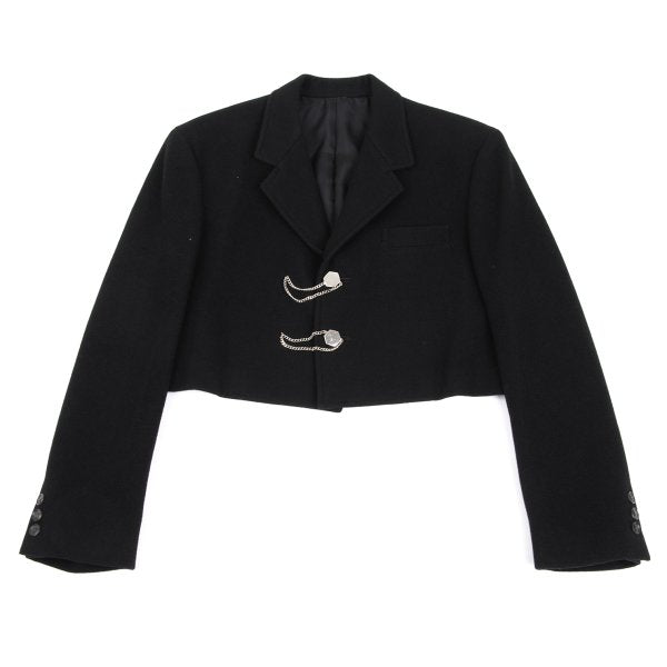 Y's Wool Blend Hexagon Button Short Jacket Black Size M