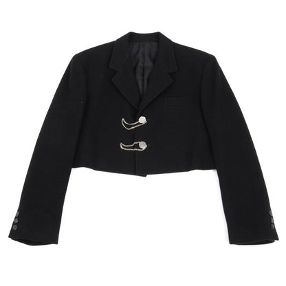 Y's Wool Blend Hexagon Button Short Jacket Black Size M