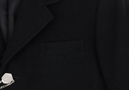 Y's Wool Blend Hexagon Button Short Jacket Black Size M