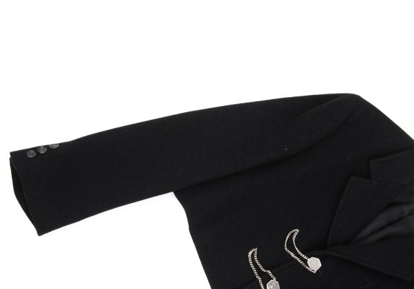 Y's Wool Blend Hexagon Button Short Jacket Black Size M