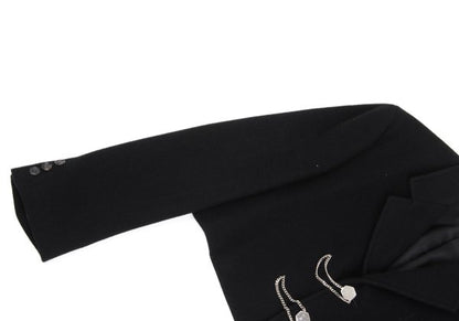 Y's Wool Blend Hexagon Button Short Jacket Black Size M