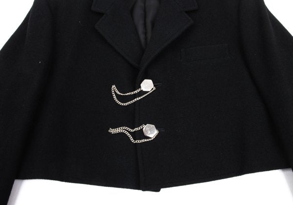 Y's Wool Blend Hexagon Button Short Jacket Black Size M