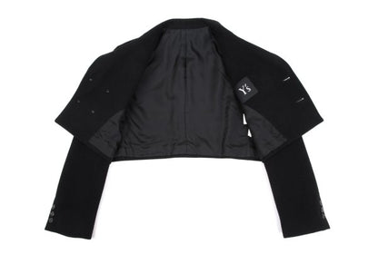 Y's Wool Blend Hexagon Button Short Jacket Black Size M