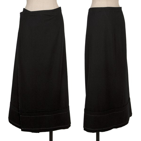 Y's Wool Blend Hem Panel Design Skirt Black Size 3