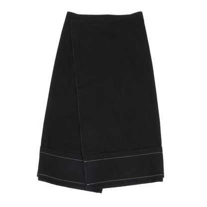Y's Wool Blend Hem Panel Design Skirt Black Size 3