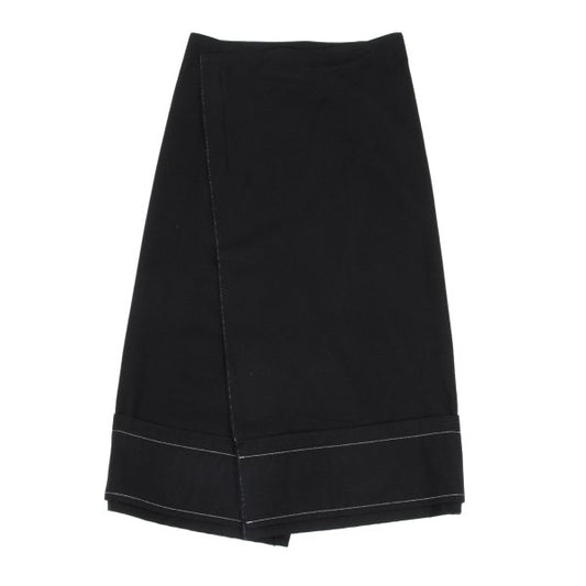 Y's Wool Blend Hem Panel Design Skirt Black Size 3
