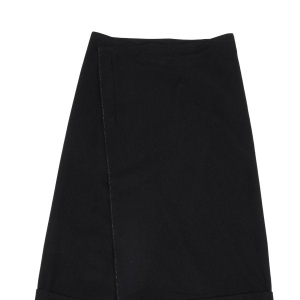 Y's Wool Blend Hem Panel Design Skirt Black Size 3