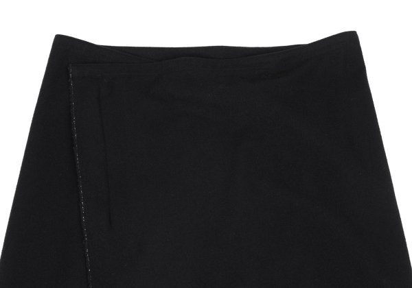 Y's Wool Blend Hem Panel Design Skirt Black Size 3