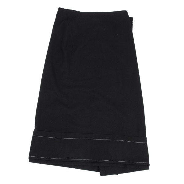 Y's Wool Blend Hem Panel Design Skirt Black Size 3