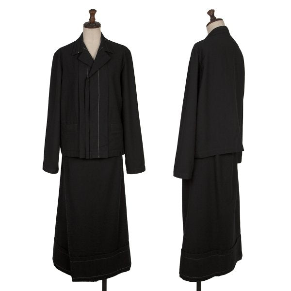 Y's Wool Blend Hem Panel Design Skirt Black Size 3