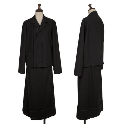 Y's Wool Blend Hem Panel Design Skirt Black Size 3