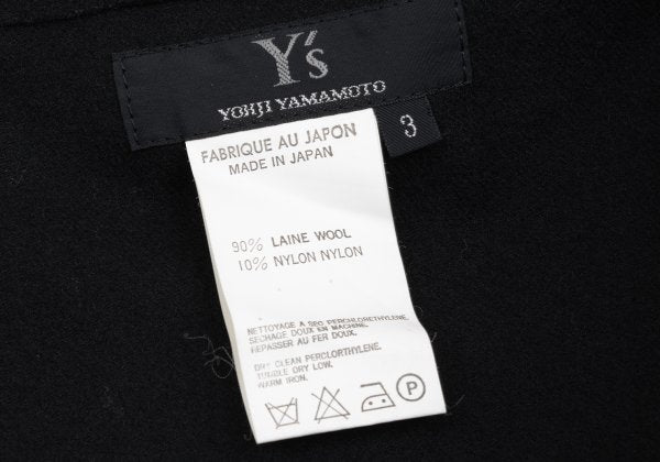 Y's Wool Blend Hem Panel Design Skirt Black Size 3