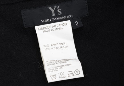 Y's Wool Blend Hem Panel Design Skirt Black Size 3