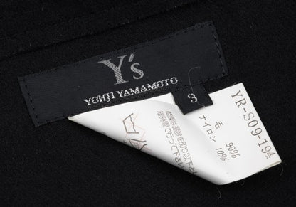Y's Wool Blend Hem Panel Design Skirt Black Size 3