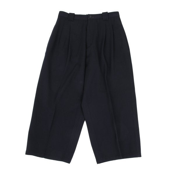 Y's Wool Gabardine Two-Tuck Wide Pants Navy Size M