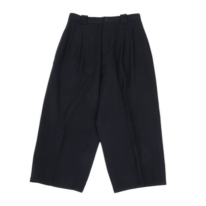 Y's Wool Gabardine Two-Tuck Wide Pants Navy Size M