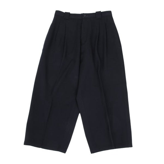 Y's Wool Gabardine Two-Tuck Wide Pants Navy Size M