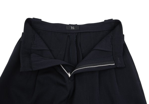Y's Wool Gabardine Two-Tuck Wide Pants Navy Size M