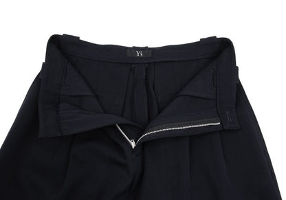 Y's Wool Gabardine Two-Tuck Wide Pants Navy Size M
