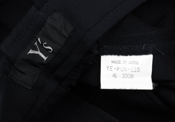 Y's Wool Gabardine Two-Tuck Wide Pants Navy Size M
