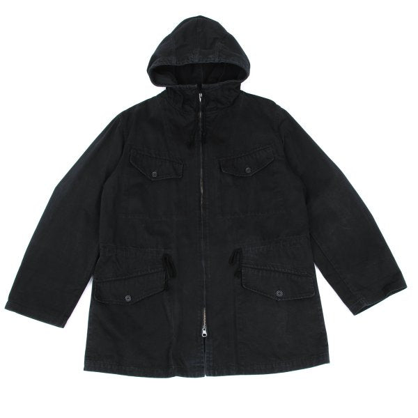 Y's for men Cotton Hooded Double Zip Jacket Black Size L