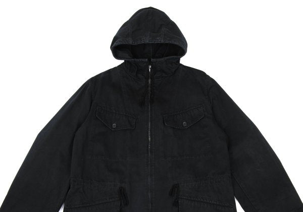 Y's for men Cotton Hooded Double Zip Jacket Black Size L