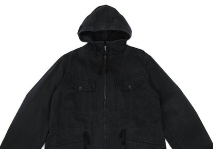Y's for men Cotton Hooded Double Zip Jacket Black Size L