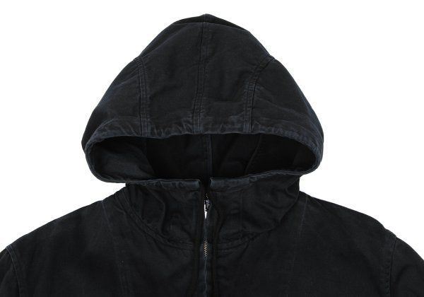 Y's for men Cotton Hooded Double Zip Jacket Black Size L