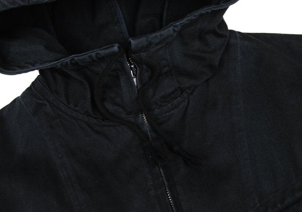 Y's for men Cotton Hooded Double Zip Jacket Black Size L